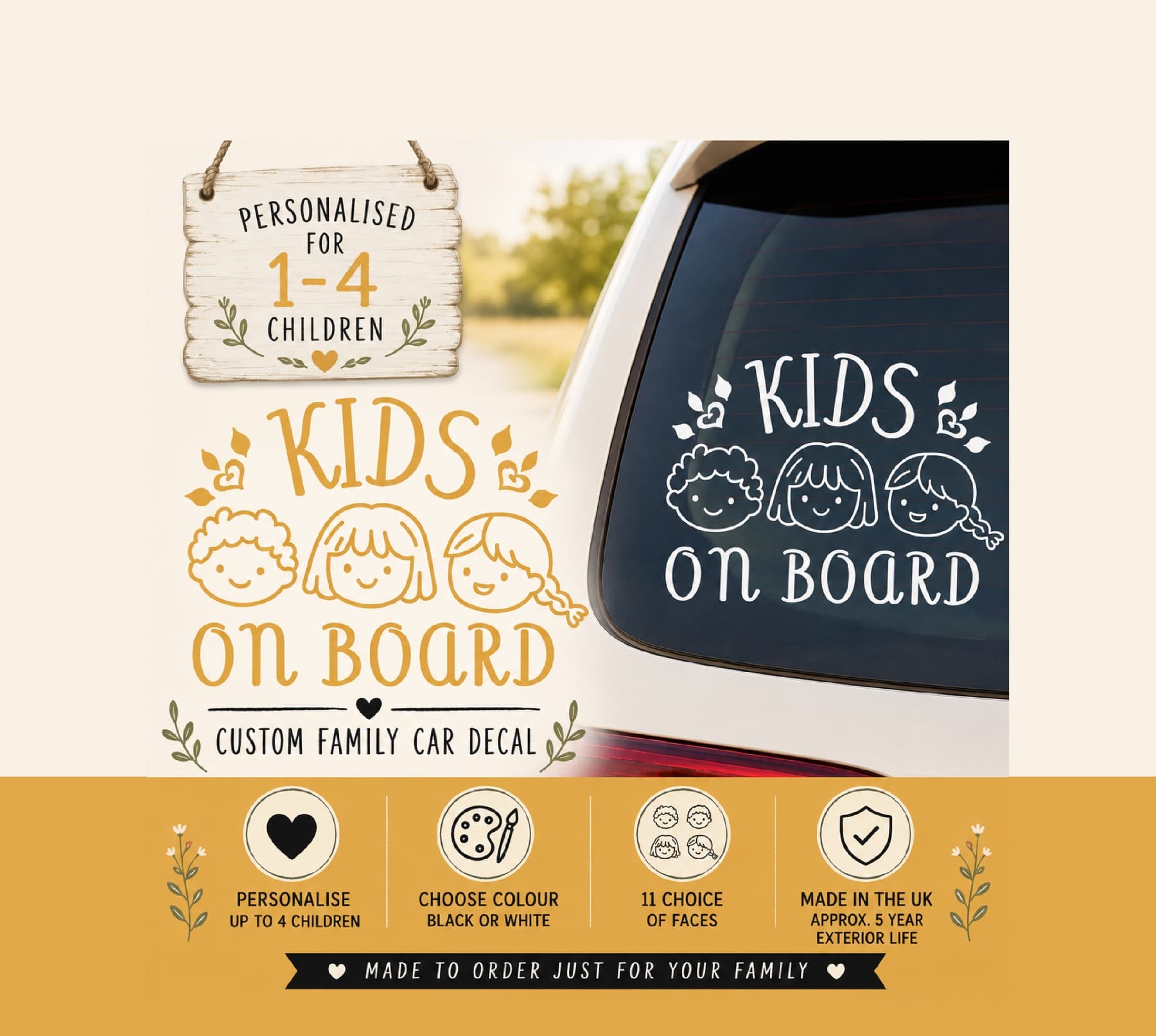 Kids on Board car decal for Families