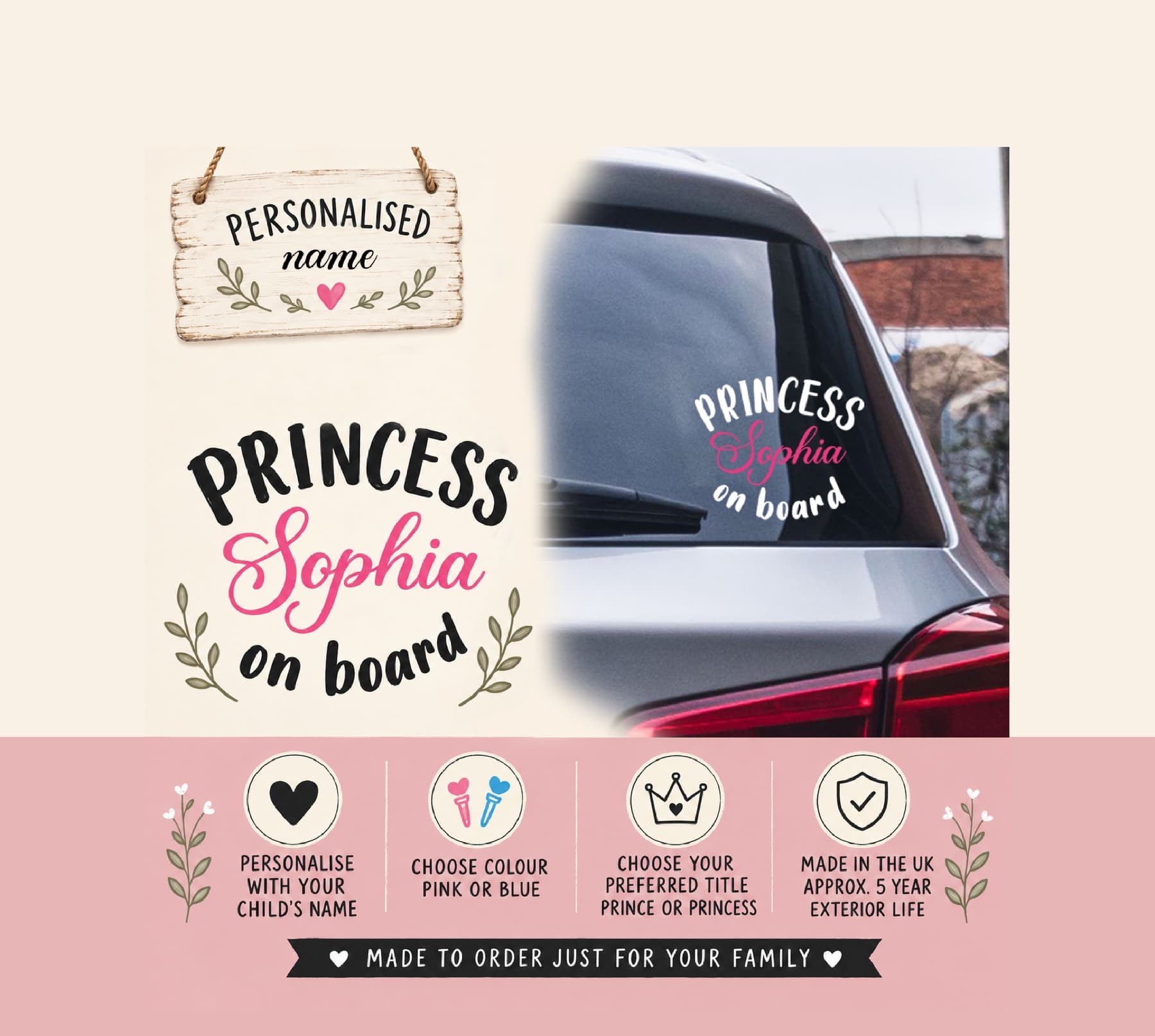 Princess on Board ~ Prince on Board car Decal